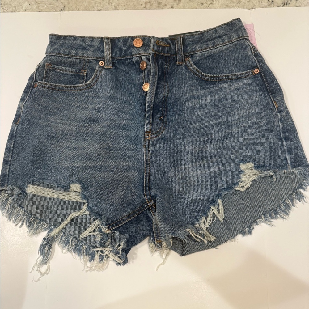 Wild Fable High Rise Distressed Frayed Denim Shorts